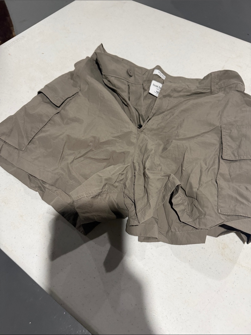 Woven Cargo Utility Shorts in Taupe - Women